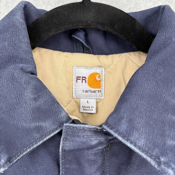 Carhartt Flame Resistant Duck Traditional Coat Size L Navy Quilt Lined 3 Warmest - Picture 11 of 16
